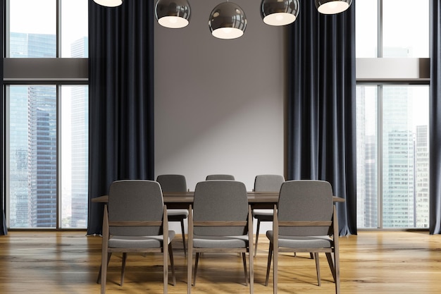 White dining room black curtains