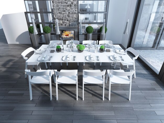 White dining room contemporary style.