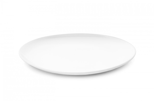 Photo white dish or ceramic plate isolated on white