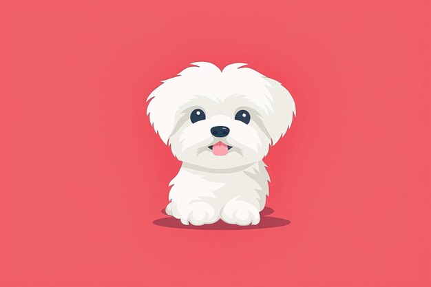 Photo a white dog is sitting on a red background