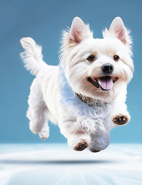 White dog running