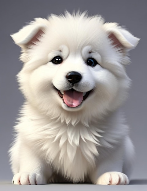 A white dog with a black nose and a white nose.