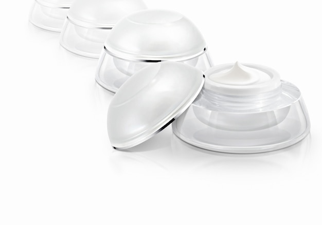 White dome cosmetic jars