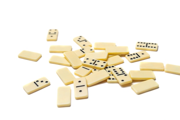 White domino dice on a white background