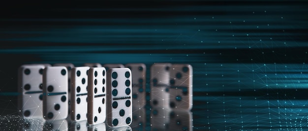 White dominoes in the dark close up