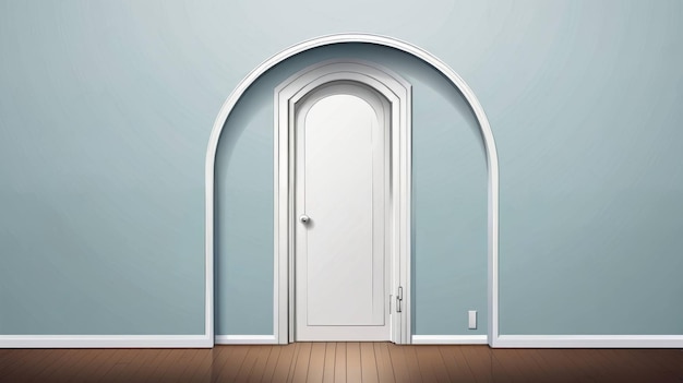 White Door in Blue Room With Wooden Floor