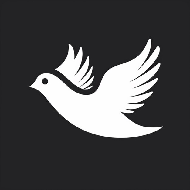 a white dove bird on a black background generative ai