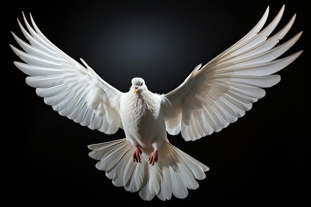 White dove on black background