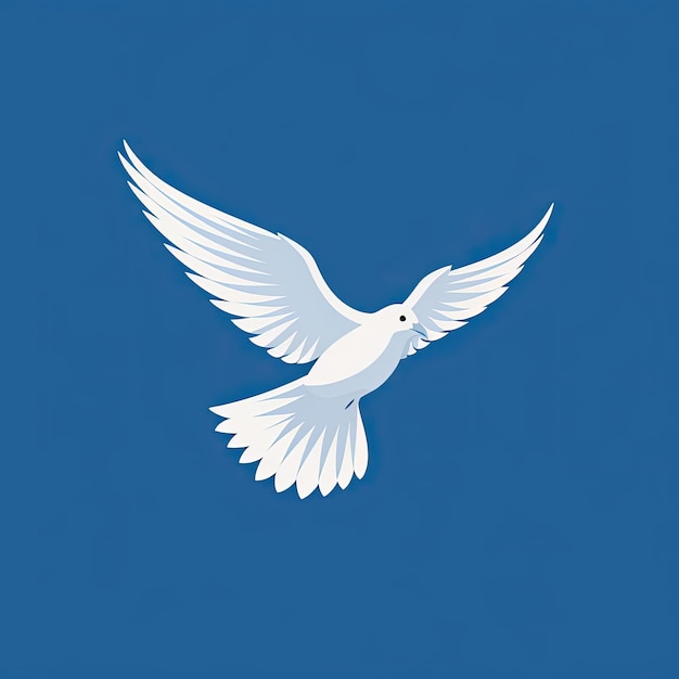 a white dove on a blue background