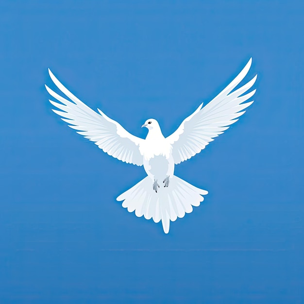 A white dove on a blue background