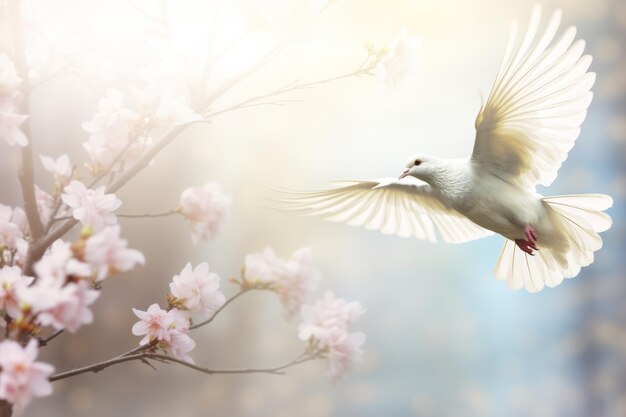 비행중인 흰 비둘기 국제 평화의 날