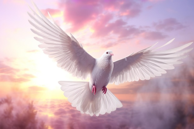비행중인 흰 비둘기 국제 평화의 날