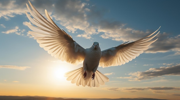 飛んでいる白い鳩