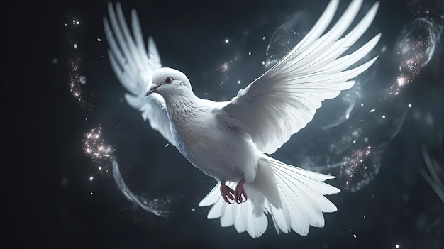 White dove flying digital art illustration Generative AI