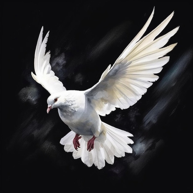 white dove flying in isolated background hd