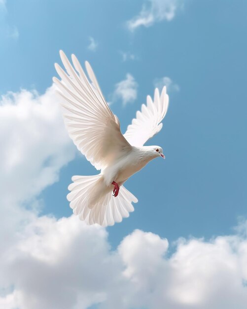 Photo white dove flying in isolated background hd