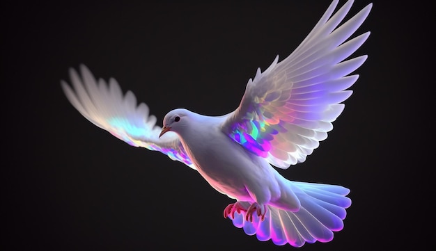 A white dove flying in the sky with its wings spread without background AI Generated Photo