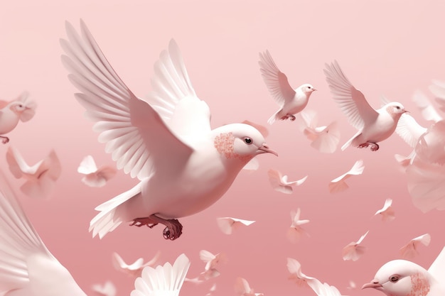 A white dove flying in the sky with the word peace on it.