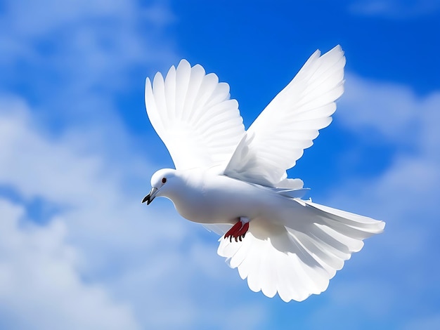 Photo white dove flying in the sky