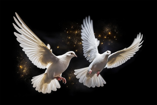 white dove isolated on a white background flying bird with wings spread