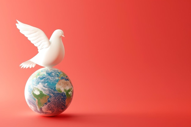 Photo a white dove sits on top of a globe