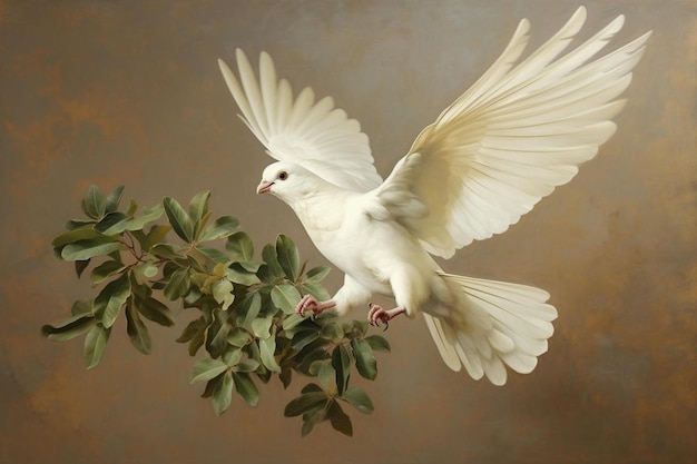 a white dove with a red feet is flying in the air.