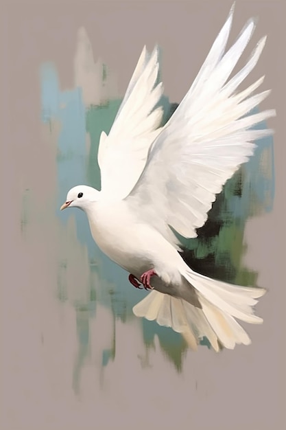 Photo a white dove with a red tag that says 