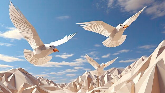 White doves flying conceptual style peace and freedom concept Generative AI