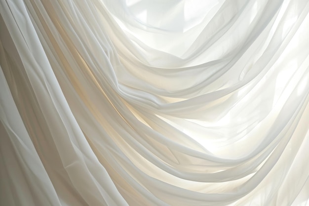 White Drape Brightness of Light Through White Curtain