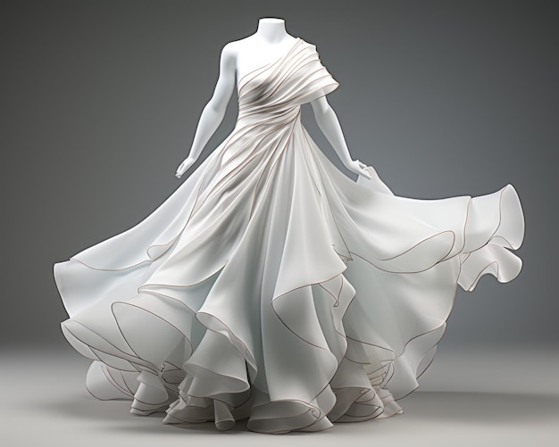 a white dress on a mannequin with ruffled ruffles