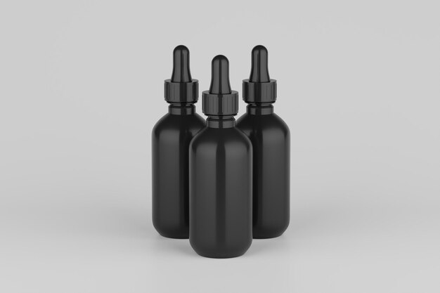 White Dropper Mockup Multiple Bottles Blank Label 3D Illustration