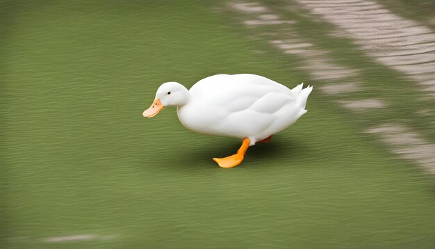 Photo white duck swimming in the water