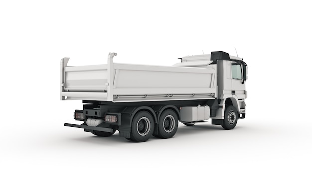 white dump truck 3d rendering