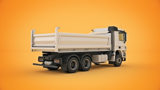 white dump truck 3d rendering