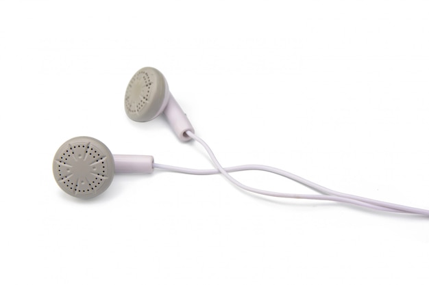 White earphones isolated on white background with clipping path