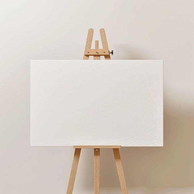 Photo a white easel with a blank canvas on it