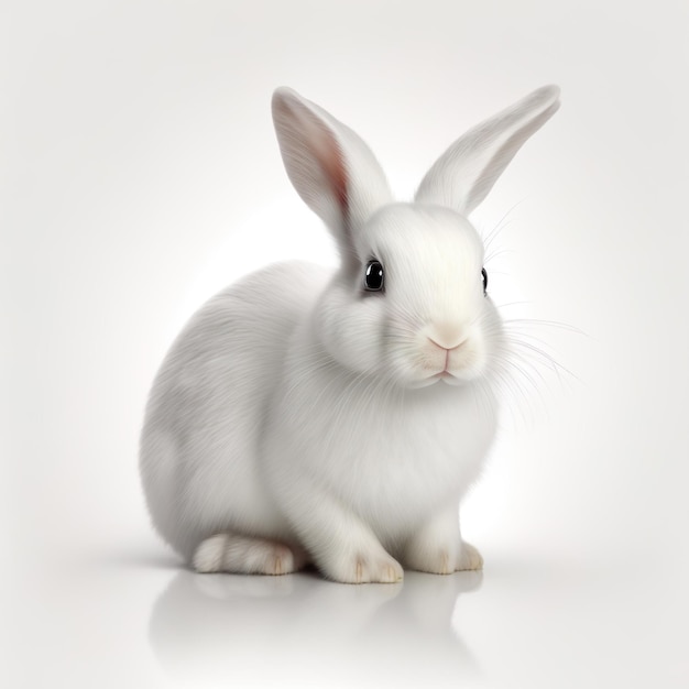 White Easter Bunny on White Background