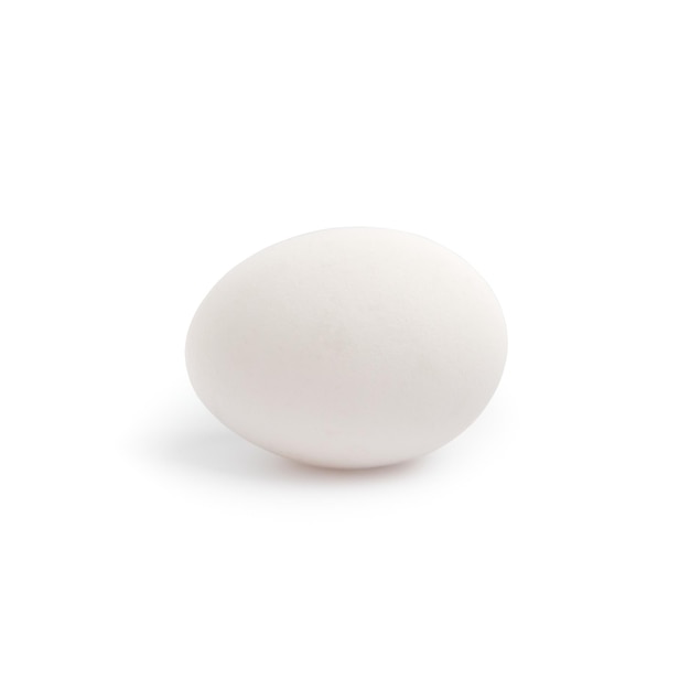 White egg on white background close up