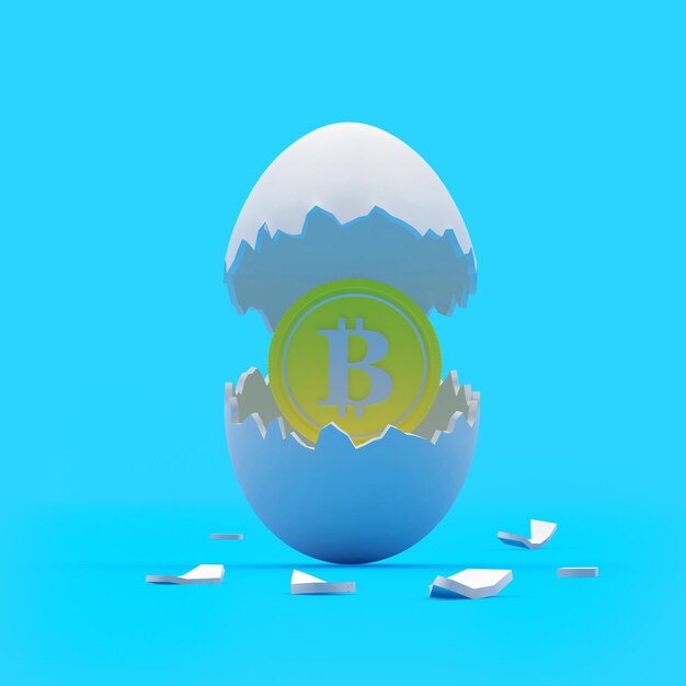 White egg with bitcoin symbol inside