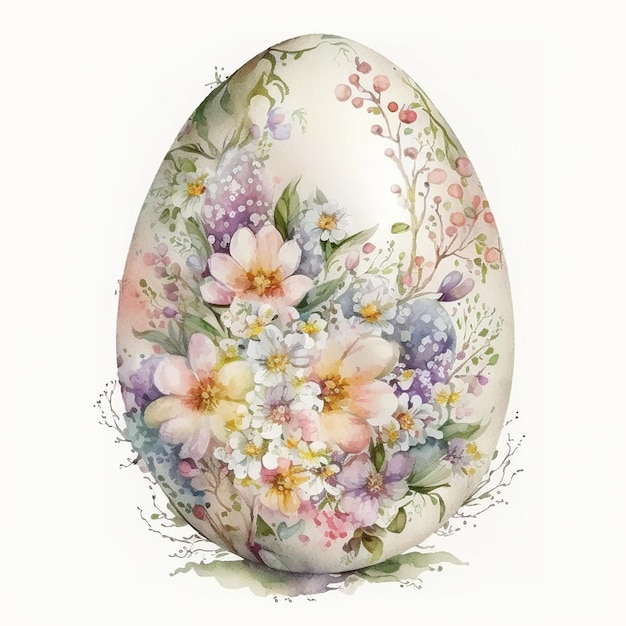 A white egg with flowers on it