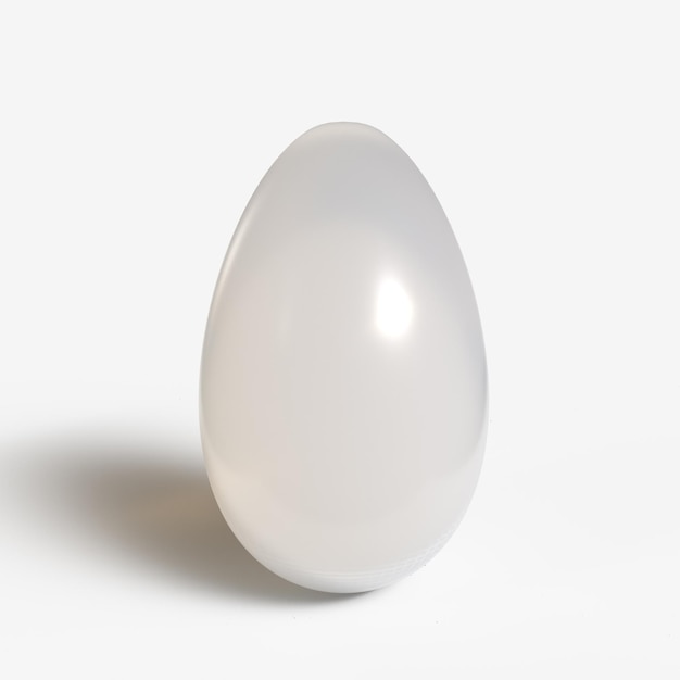 A white egg with a light shining on it and the bottom of the egg is white.