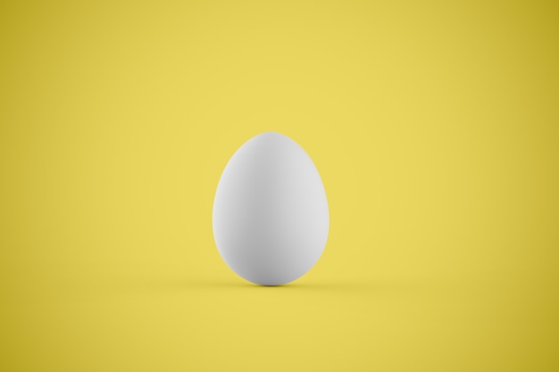 White egg over yellow surface. 3d rendering