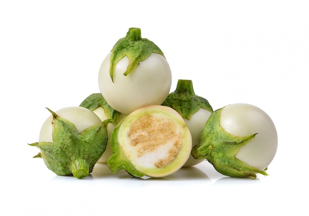 White eggplant on white wall