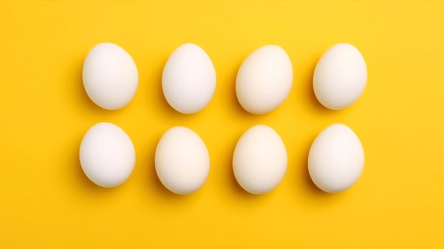 White eggs on a yellow background