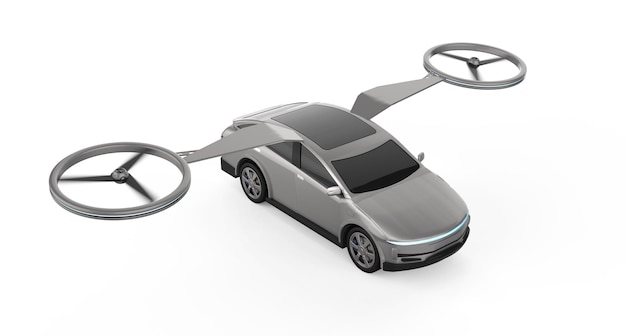 White electric flying car or ev car drone