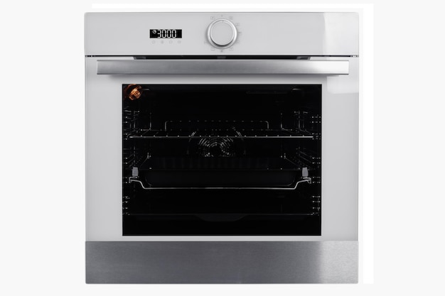 White electric oven with an electronic panel