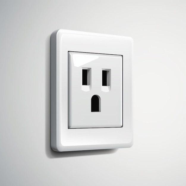 A white electrical outlet with a face on the face.