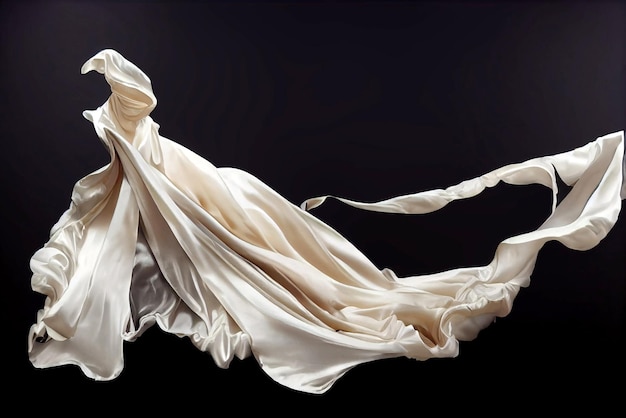 White elegant fabric material on black background beautiful silk material