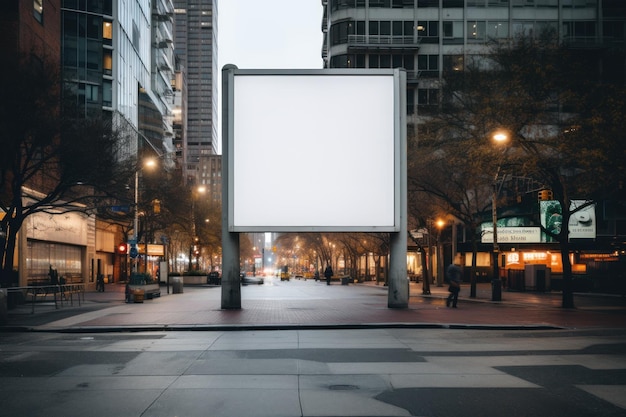 White empty billboard in an urban environment City streets Generative AI