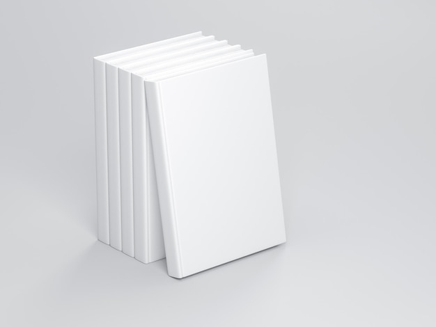 White empty books mockups template 3d rendering